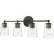 Ashli 4 Light 28 inch Matte Black Vanity Light Wall Light